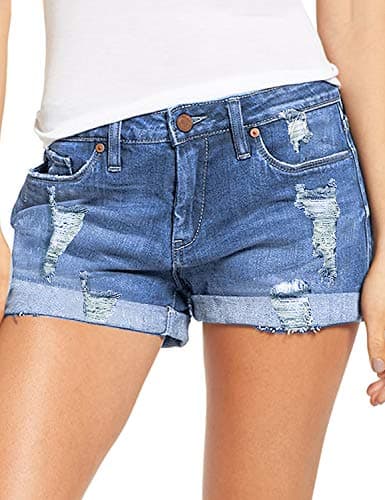 Luvamia Women's Ripped Denim Shorts
