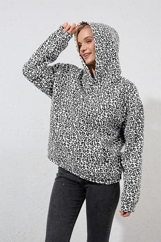 MSBESYOR Leopard Print Oversized Hoodie for Men & Women