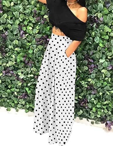 ADILACA Women's High Waisted Flowy Palazzo Pants