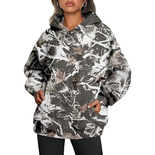 Thatrich Camo Sweatshirt Women Maple Leaf Graphic Hoodies