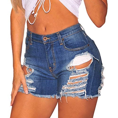Tulucky Junior Ripped Denim Shorts Mid Waist Jeans