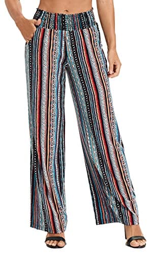 Urban CoCo Women's Boho Wide Leg Pants with Pockets