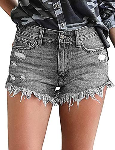 Necooer Women's Casual Mid-Waist Stretch Denim Shorts