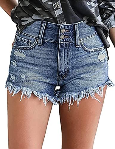 Necooer Women's Casual Mid-Waist Stretch Denim Shorts