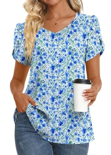 Womens Summer V Neck Chiffon Tunic Tops M-3XL