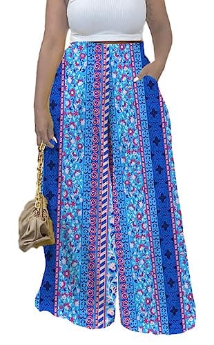 Miiyana Plus Size High Waisted Wide Leg Palazzo Trousers