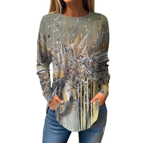 Shusuen 2024 Casual Crewneck Printed Tops for Women