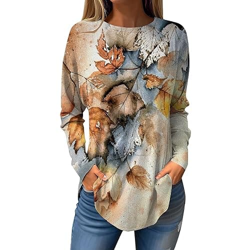 Shusuen 2024 Casual Crewneck Printed Tops for Women