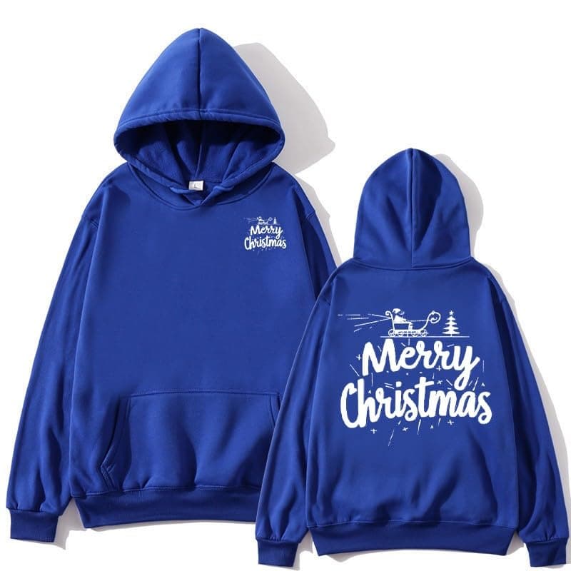 Trendy Oversized Sherpa Fleece Women's Christmas Print Hoodie Patry