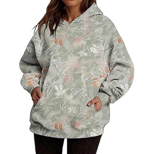 Weinexra Women's Oversized Camo Maple Leaf Hoodie