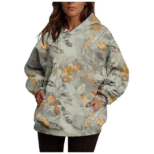 Ceboyel Womens Maple Leaf Camo Oversized Hoodie Trendy Teen Girls Fashion