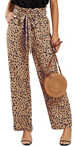 SySea Women's High Waisted Leopard Print Belted Palazzo Pants with Pockets