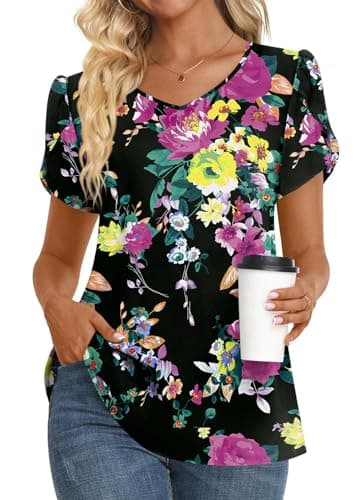 Womens Summer V Neck Chiffon Tunic Tops M-3XL