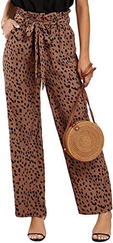 SySea Women's High Waisted Leopard Print Belted Palazzo Pants with Pockets
