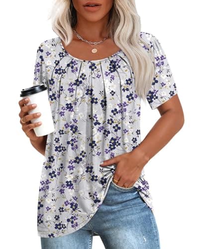Anymeet Women's Summer Pleated Tunic Shirts M-3XL