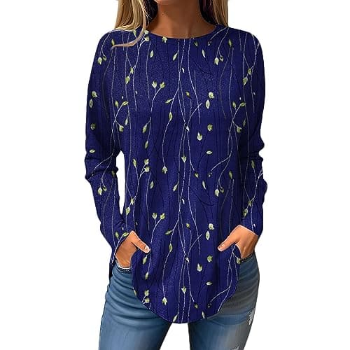 Shusuen 2024 Casual Crewneck Printed Tops for Women