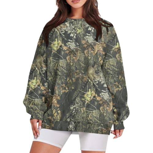 GOFULY Oversized Camo Pullover Sweatshirt for Women