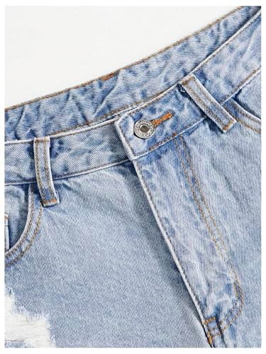 SOLY HUX Women's Ripped Jean Shorts Raw Hem Distressed Denim