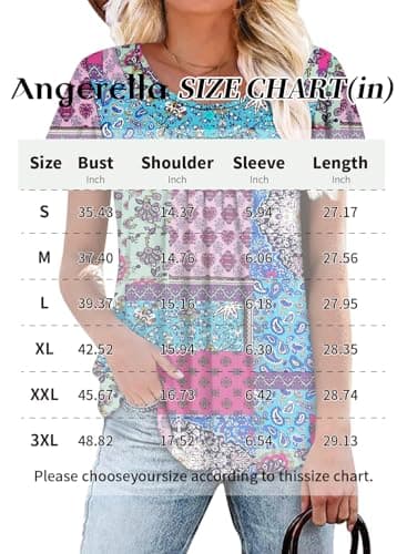 Angerella Women's Floral Pleated Summer Top S-3XL