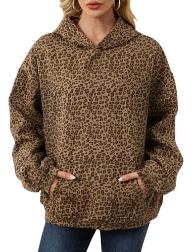 Eutten Womens Camo Hoodies Maple Leaf Print Oversized Fleece Sweatshirt with Pocket