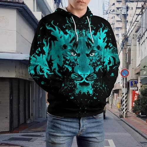 Anger Tiger Hoodies for Men 3D Print Pullover Sweatshirt