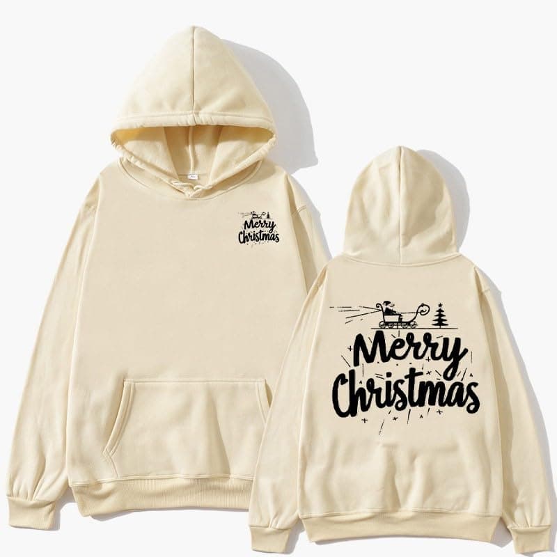 Trendy Oversized Sherpa Fleece Women's Christmas Print Hoodie Patry