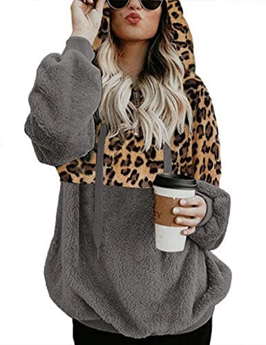 Romanstii Women's Casual Double Fuzzy Sweatshirt Hoodie Outwear S-XXL