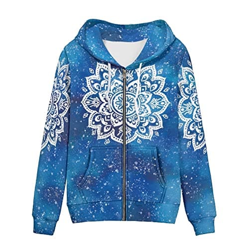 Irisjudy Monet Art Color Stripe Zip Hoodie for Women