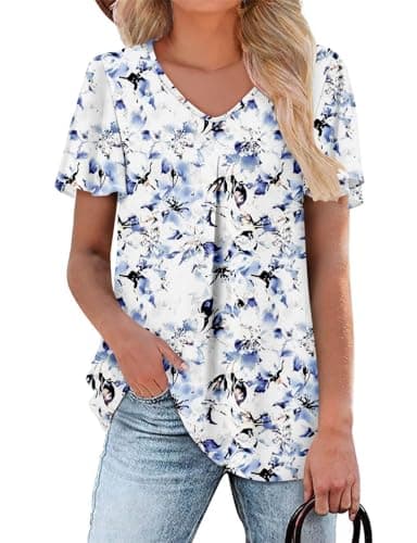 Angerella Women's Summer Dressy Casual Short Sleeve V-Neck Tops for Leggings