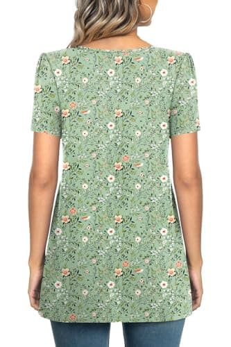 Anymeet Women's Summer Pleated Tunic Shirts M-3XL