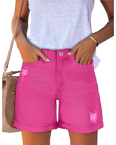 Luvamia Women's High Rise Ripped Denim Shorts