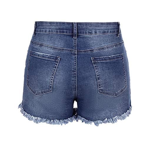 Thunder Star Women's Mid Rise Ripped Stretch Denim Shorts