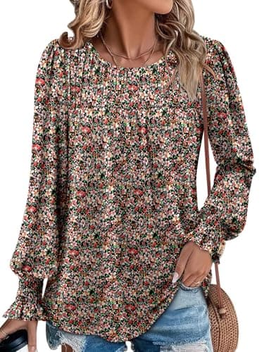 Angerella Comfy Long Sleeve Crew Neck Fall Blouses for Women