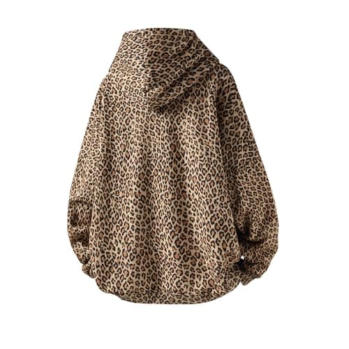 RONICY Camo Leopard Print Oversized Women's Hoodie with Pocket