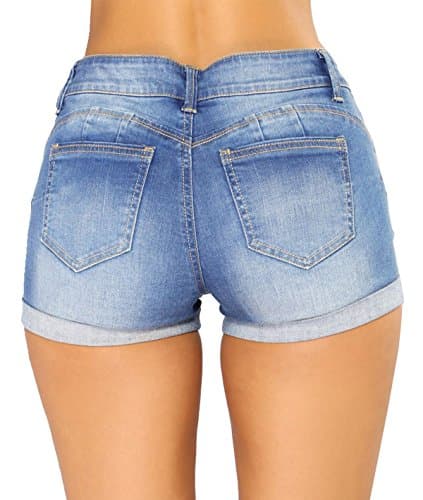 Gozilla Women's Casual Summer Mid Waist Stretchy Denim Jeans Shorts