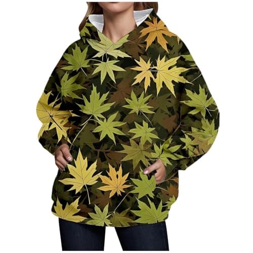 Weinexra Women's Oversized Camo Maple Leaf Hoodie