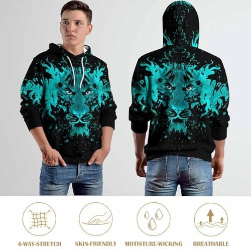 Anger Tiger Hoodies for Men 3D Print Pullover Sweatshirt