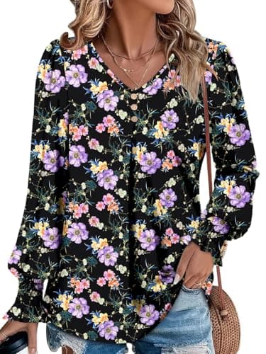 Angerella Comfortable V-Neck Long Sleeve Shirts for Women