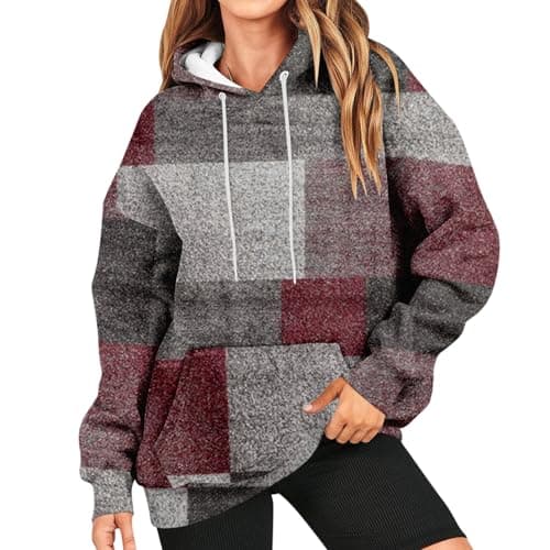 GOFULY Women's Oversized Camo Hoodie with Maple Leaf Print
