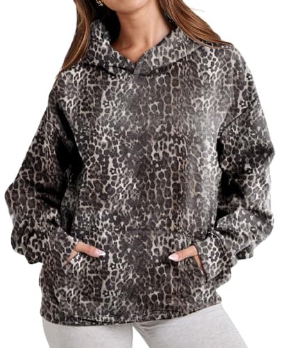 Eutten Womens Camo Hoodies Maple Leaf Print Oversized Fleece Sweatshirt with Pocket