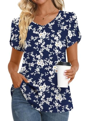 Womens Summer V Neck Chiffon Tunic Tops M-3XL