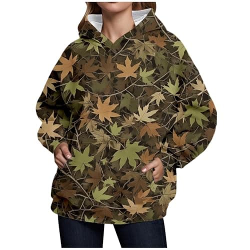 Weinexra Women's Oversized Camo Maple Leaf Hoodie