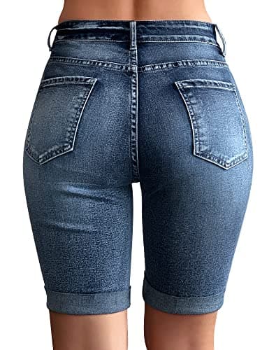 Rosswear Women's Mid Rise Stretch Denim Bermuda Shorts