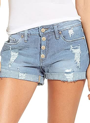 Luvamia Women's Ripped Denim Shorts