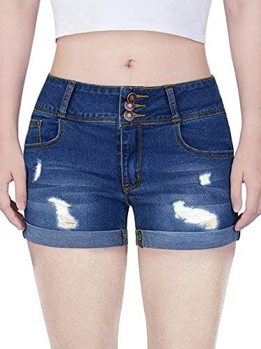 Gozilla Women's Casual Summer Mid Waist Stretchy Denim Jeans Shorts