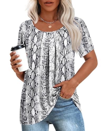 Anymeet Women's Summer Pleated Tunic Shirts M-3XL