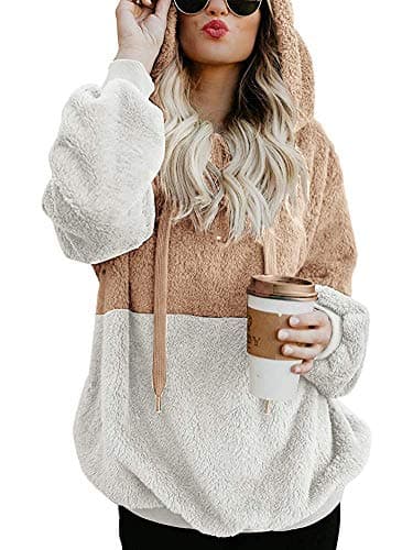 Romanstii Women's Casual Double Fuzzy Sweatshirt Hoodie Outwear S-XXL