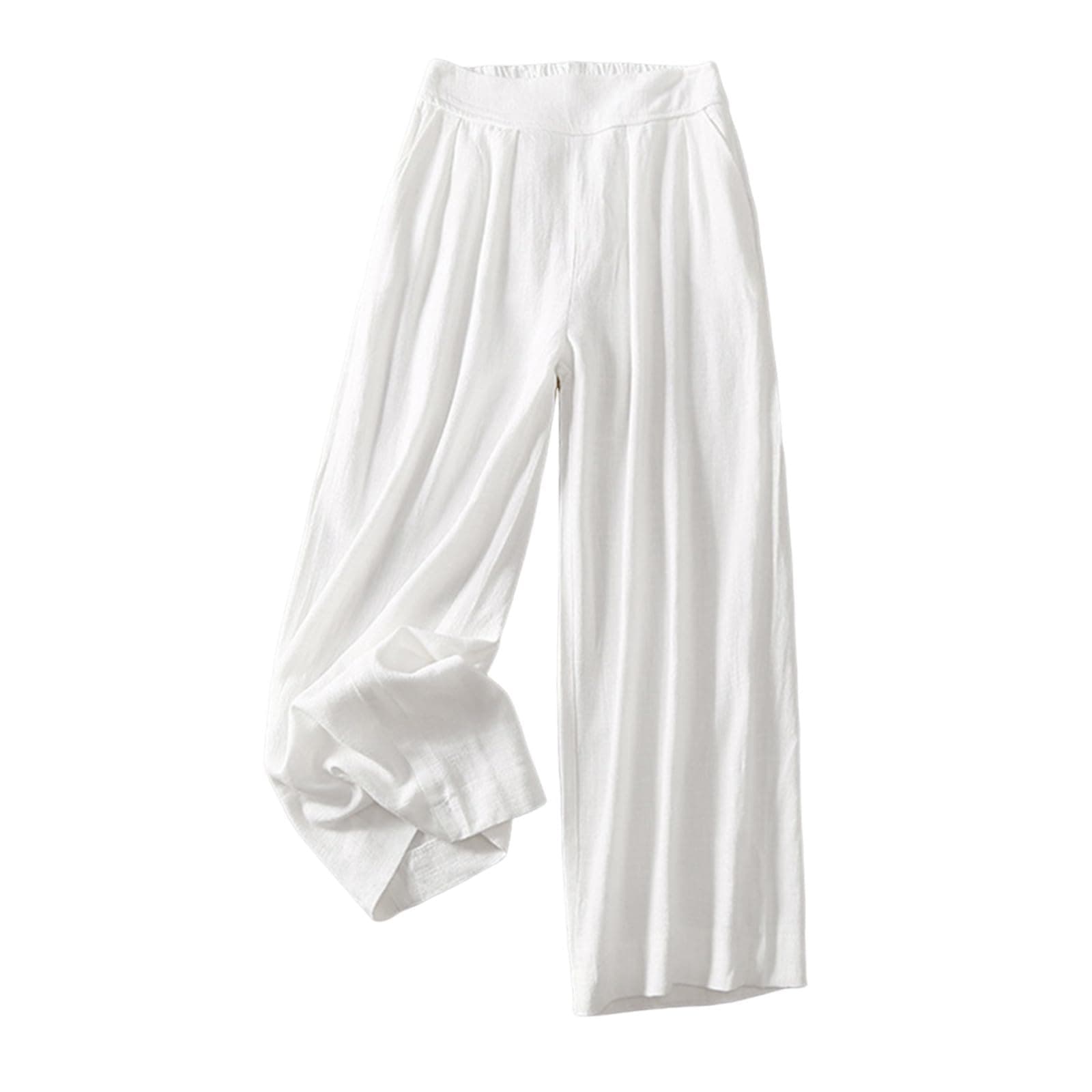 Sktremeuru Women's Elastic High-Waisted Summer Linen Palazzo Pants