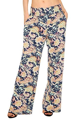 Urban CoCo Women's Boho Wide Leg Pants with Pockets