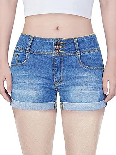Gozilla Women's Casual Summer Mid Waist Stretchy Denim Jeans Shorts